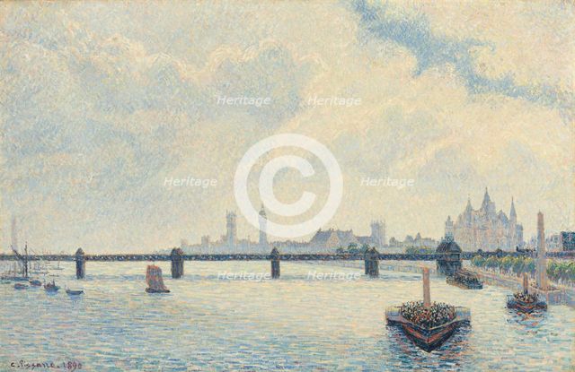 Charing Cross Bridge, London, 1890. Creator: Camille Pissarro.