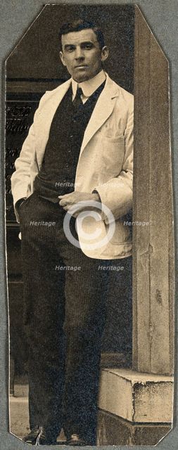 Charing Cross Hospital: full-length portrait of Basil Hood, 1906. Creator: Unknown.
