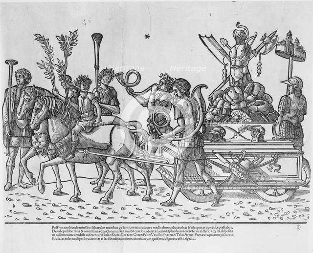 Chariot with trophies of war, from 'The Triumph of Caesar', 1504. Creator: Jacob von Strassburg.