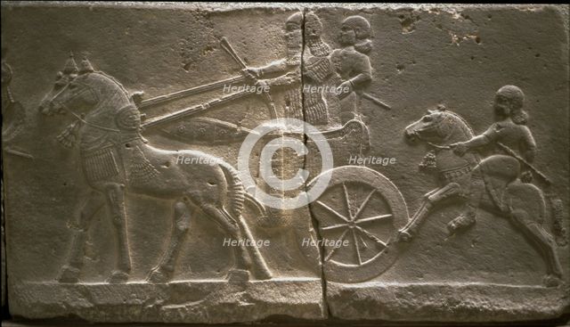 Chariot and cavalryman, 8th cen. BC. Artist: Assyrian Art  