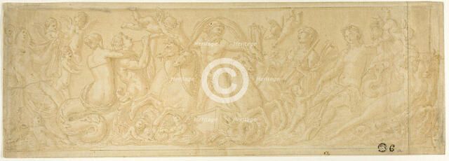 Chariot of Neptune Surrounded by Tritons, Nymphs, and Putti, n.d. Creator: Unknown.