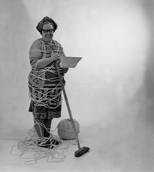 Charlady, photo for a press advertisment for twine, 1966. Creator: Michael Walters