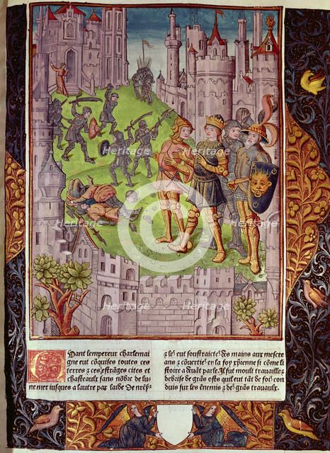 Charlemagne against the Saracens in Spain to liberate the tomb of St. James, the first conquered …