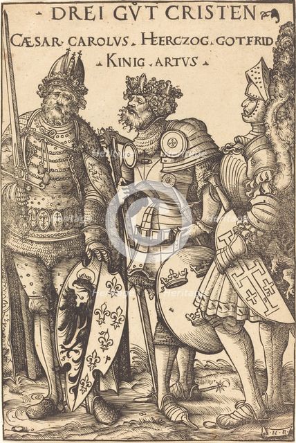 Charlemagne, Arthur and Godfrey, 1516. Creator: Hans Burgkmair, the Elder.