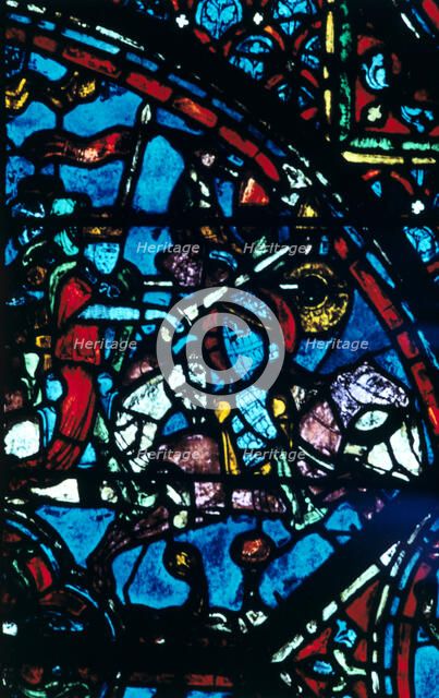 Charlemagne battles the Saracens, stained glass, Chartres Cathedral, France, c1225. Artist: Unknown