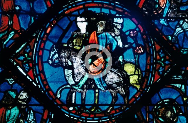 Charlemagne departs for Spain, stained glass, Chartres Cathedral, France, c1225. Artist: Unknown