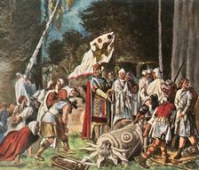 Charlemagne destroys a pagan idol, (1936). Creator: Unknown