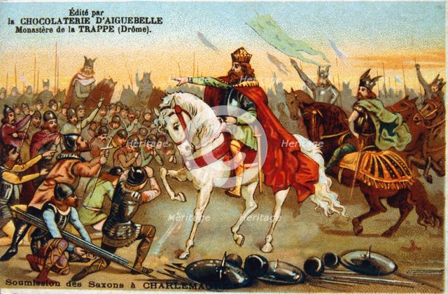 Charlemagne, King of the Franks, accepting the submission of the Saxons, 777 (19th century). Artist: Unknown
