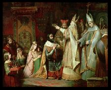 Charlemagne is crowned king of the Lombards in 774