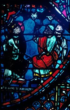 Charlemagne looks at the Milky Way, stained glass window, Chartres Cathedral, France, c1225