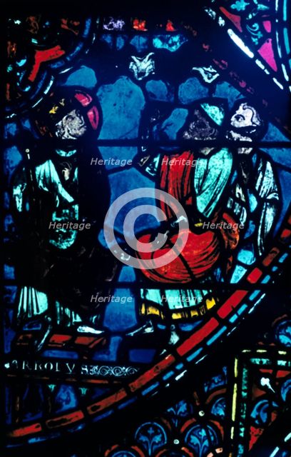 Charlemagne looks at the Milky Way, stained glass window, Chartres Cathedral, France, c1225. Artist: Unknown