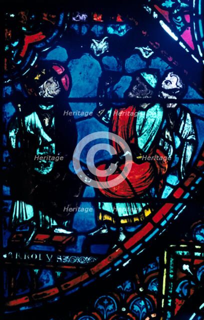 Charlemagne looks at the Milky Way, stained glass window, Chartres Cathedral, France, c1225. Artist: Unknown