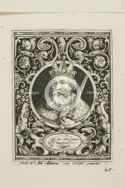 Charlemagne, plate seven from The Nine Worthies, 1594. Creator: Nicolaes de Bruyn.