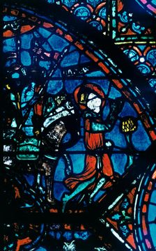 Charlemagne prays, stained glass, Chartres Cathedral, France, c1225
