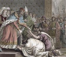 Charlemagne receives the Ambassadors from the Emperor of the East 1789. Artist: Jean Baptiste Morret