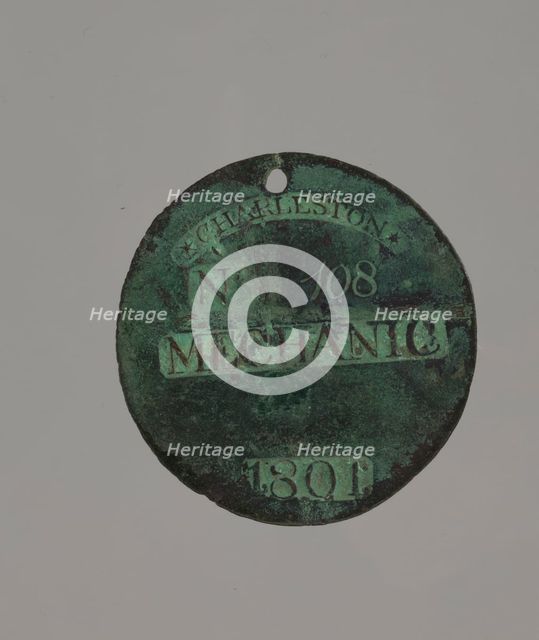 Charleston slave badge from 1801 for Mechanic No. 108, 1801. Creator: Charles Prince.