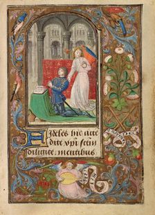 Charles the Bold Presented by an Angel; Prayer Book of Charles the Bold, about 1471. Creator: Lieven van Lathem