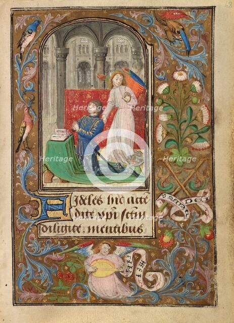 Charles the Bold Presented by an Angel; Prayer Book of Charles the Bold, about 1471. Creator: Lieven van Lathem.