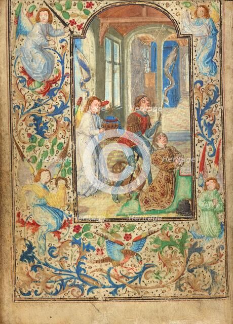 Charles the Bold Presented by Saint George; Prayer Book of Charles the Bold, about 1471. Creator: Lieven van Lathem.