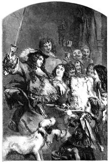 Charles the Second Knighting the Loin of Beef, drawn by Gilbert, 1854. Creator: Gilbert