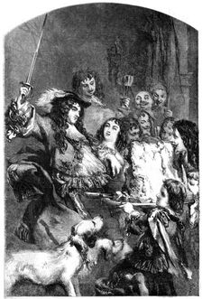 Charles the Second Knighting the Loin of Beef, drawn by Gilbert, 1854. Creator: Gilbert