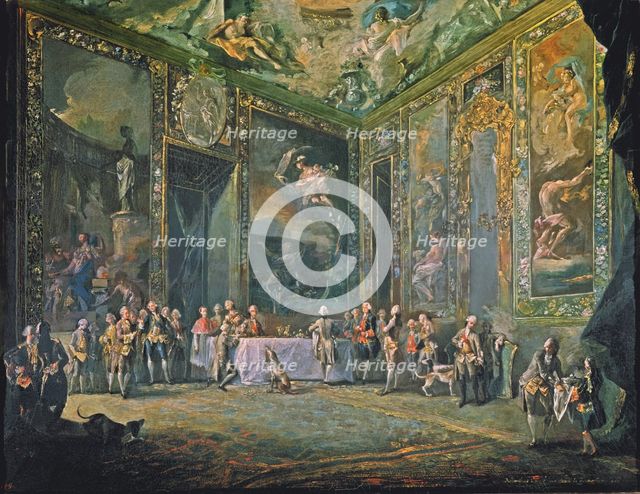 Charles the Third, eating before his court'.
