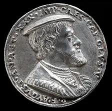 Charles V, 1500-1558, King of Spain 1516-1556, Holy Roman Emperor 1519 [obverse], 1530. Creator: Matthes Gebel