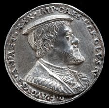 Charles V, 1500-1558, King of Spain 1516-1556, Holy Roman Emperor 1519 [obverse], 1530. Creator: Matthes Gebel