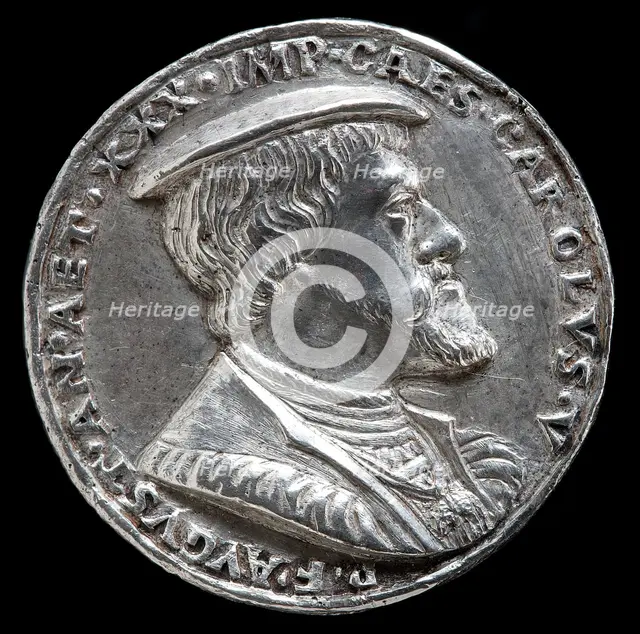Charles V, 1500-1558, King of Spain 1516-1556, Holy Roman Emperor 1519 [obverse], 1530. Creator: Matthes Gebel.