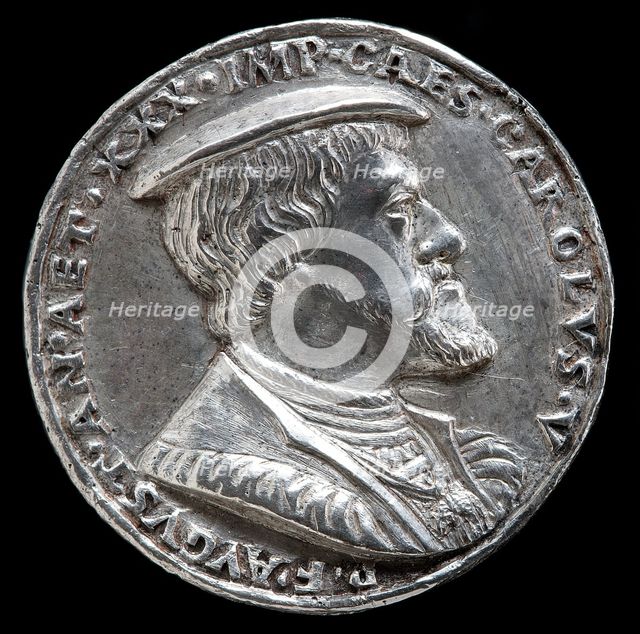 Charles V, 1500-1558, King of Spain 1516-1556, Holy Roman Emperor 1519 [obverse], 1530. Creator: Matthes Gebel.