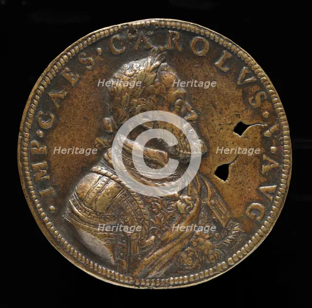 Charles V, 1500-1558, King of Spain 1516-1556, Holy Roman Emperor 1519 [obverse], 1547 or after. Creator: Leone Leoni.