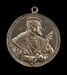 Charles V, 1500-1558, King of Spain 1516-1556, Holy Roman Emperor 1519 [obverse], 1537. Creator: Reinhart, Hans