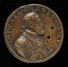 Charles V, 1500-1558, King of Spain 1516-1556, Holy Roman Emperor 1519 [obverse], 1547 or after. Creator: Leone Leoni