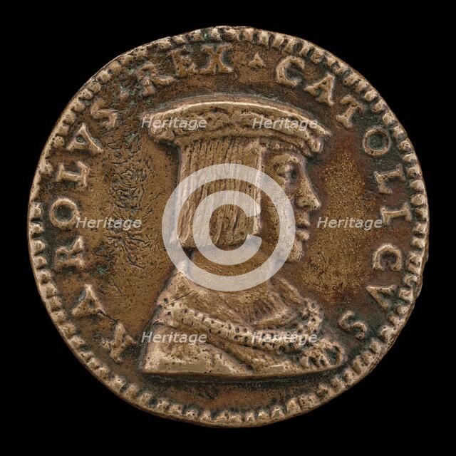 Charles V, 1500-1558, King of Spain 1516-1556, Holy Roman Emperor 1519 [obverse]. Creator: Giovanni Maria Pomedelli.