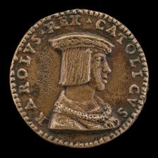 Charles V, 1500-1558, King of Spain 1516-1556, Holy Roman Emperor 1519 [obverse]. Creator: Giovanni Maria Pomedelli