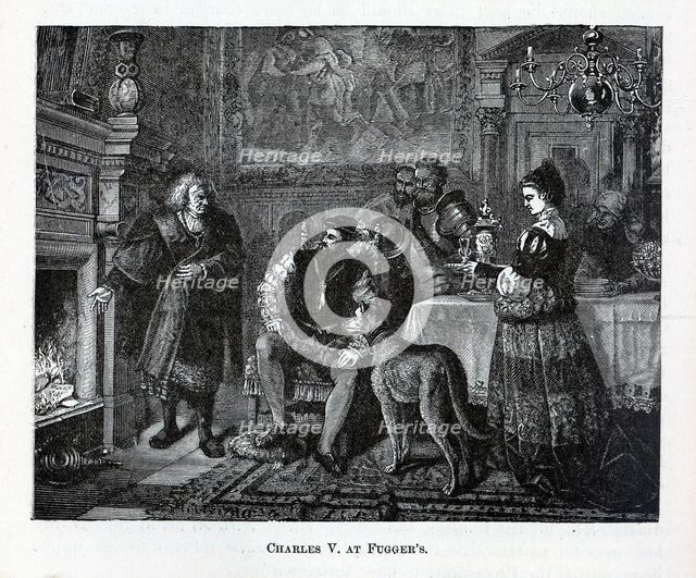 Charles V at Fugger's, 1882. Artist: Anonymous  