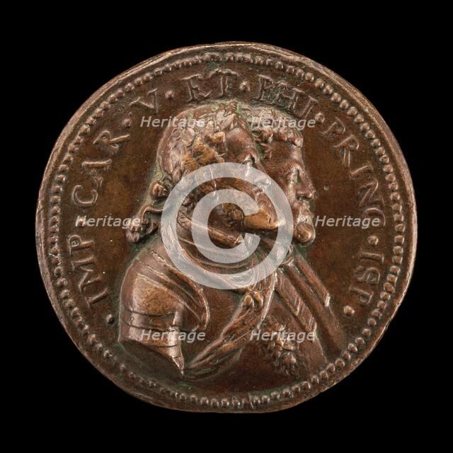 Charles V, King of Spain and Holy Roman Emperor, and Prince Philip of Spain [obverse], 1553. Creator: Leone Leoni.