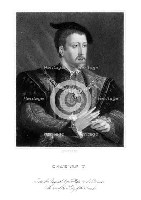 Charles V, King of Spain and Holy Roman Emperor.Artist: W Holl