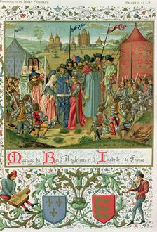 Charles VI delivers his daughter Isabel of France to Richard II, King of England, before the asse…