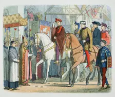 Charles VI of France and Henry V of England welcomed by the clergy, Paris, 1420 (1864). Creator: James William Edmund Doyle