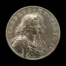 Charles XI, 1655-1697, King of Sweden 1660, and Ulrica Leonora of Denmark, d. 1693..., [obv], 1680. Creator: Arvid Karlsteen