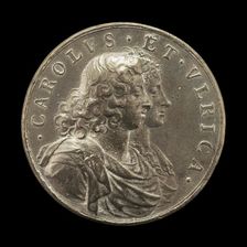 Charles XI, 1655-1697, King of Sweden 1660, and Ulrica Leonora of Denmark, d. 1693..., [obv], 1680. Creator: Arvid Karlsteen