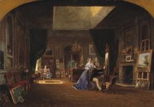 Charles XV's studio. In the studio, King Charles XV can be seen sitting at his easel..., 1862. Creator: Pierre Henri Tetar Van Elven