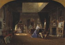 Charles XV's studio. In the studio, King Charles XV can be seen sitting at his easel..., 1862. Creator: Pierre Henri Tetar Van Elven