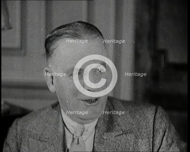 Charles B Cochran, English Theatrical Manager, Interviewing Female Performers, 1920s. Creator: British Pathe Ltd.