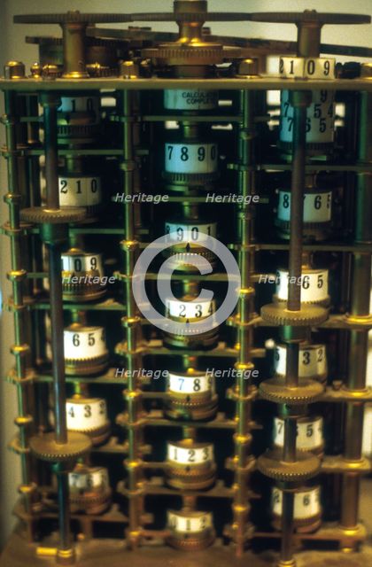 Charles Babbage's Difference Engine No 1, prototype calculating machine, 1824-1832. Artist: Joseph Clement