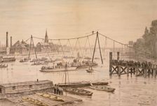 Charles Blondin crossing the Thames on a tightrope, London, before 1897. Artist: Walter Greaves