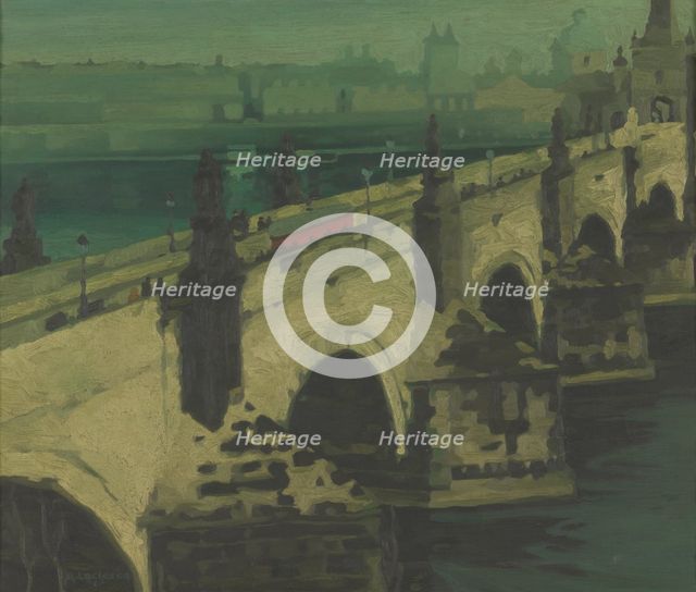 Charles Bridge in Prague, c1900-1949. Creator: Rene Leclercq.