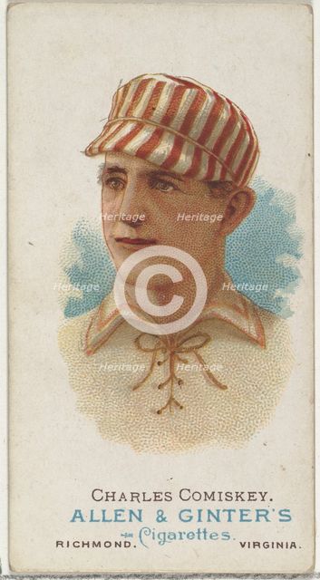 Charles Comiskey, Baseball Player, from World's Champions, Series 1 (N28) for Allen & Gint..., 1887. Creator: Allen & Ginter.