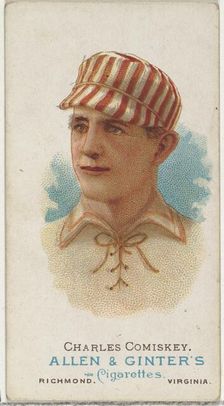 Charles Comiskey, Baseball Player, from World's Champions, Series 1 (N28) for Allen & Gint..., 1887. Creator: Allen & Ginter